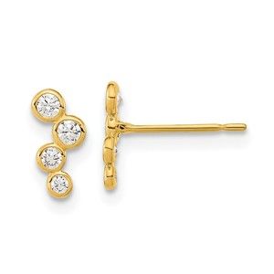 14k Yellow Gold Madi K Children's Jewelry 4-CZ Bezel Set Post Earrings